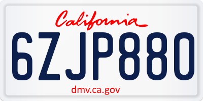 CA license plate 6ZJP880