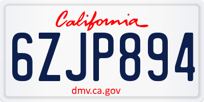 CA license plate 6ZJP894