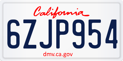 CA license plate 6ZJP954
