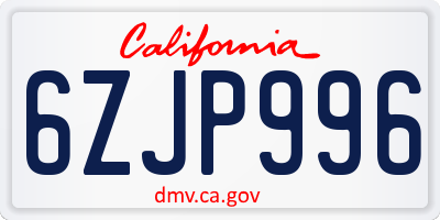 CA license plate 6ZJP996
