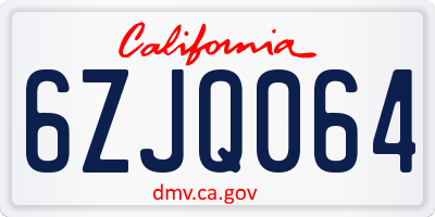 CA license plate 6ZJQ064