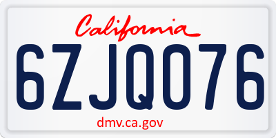 CA license plate 6ZJQ076