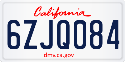 CA license plate 6ZJQ084