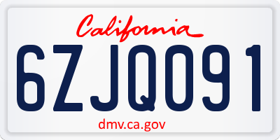 CA license plate 6ZJQ091