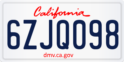 CA license plate 6ZJQ098