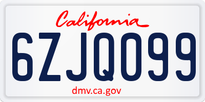 CA license plate 6ZJQ099