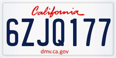 CA license plate 6ZJQ177