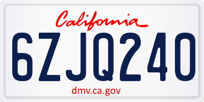 CA license plate 6ZJQ240