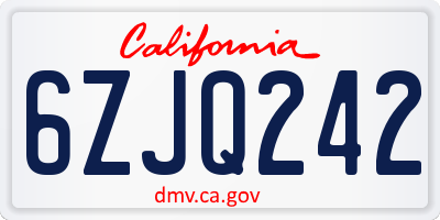 CA license plate 6ZJQ242
