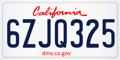 CA license plate 6ZJQ325