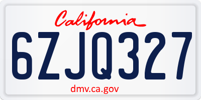 CA license plate 6ZJQ327
