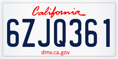 CA license plate 6ZJQ361