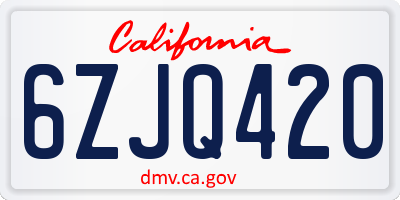 CA license plate 6ZJQ420