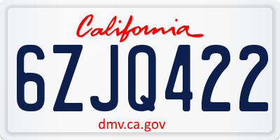 CA license plate 6ZJQ422