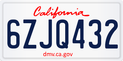 CA license plate 6ZJQ432