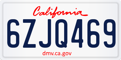 CA license plate 6ZJQ469