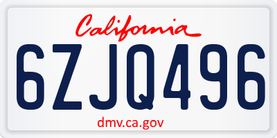 CA license plate 6ZJQ496