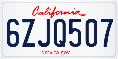 CA license plate 6ZJQ507