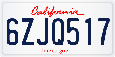 CA license plate 6ZJQ517