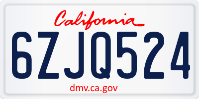 CA license plate 6ZJQ524