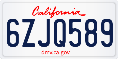 CA license plate 6ZJQ589