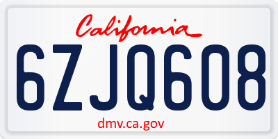 CA license plate 6ZJQ608