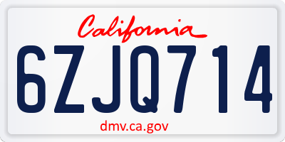 CA license plate 6ZJQ714