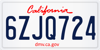 CA license plate 6ZJQ724