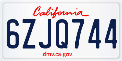 CA license plate 6ZJQ744