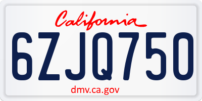 CA license plate 6ZJQ750