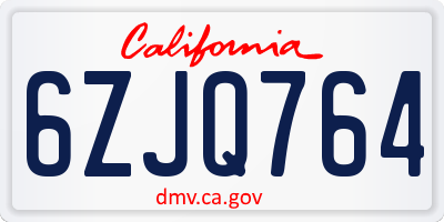 CA license plate 6ZJQ764