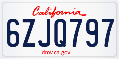 CA license plate 6ZJQ797