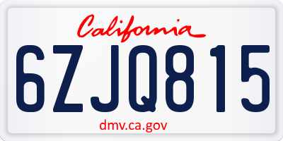 CA license plate 6ZJQ815