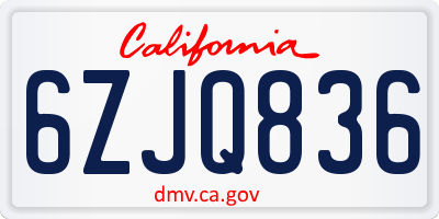 CA license plate 6ZJQ836