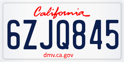 CA license plate 6ZJQ845