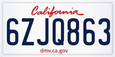 CA license plate 6ZJQ863