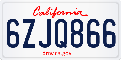 CA license plate 6ZJQ866