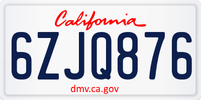 CA license plate 6ZJQ876