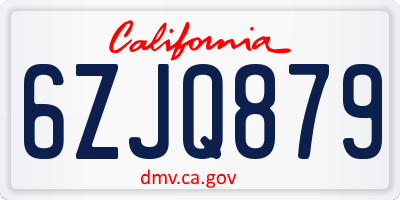 CA license plate 6ZJQ879