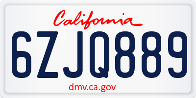 CA license plate 6ZJQ889