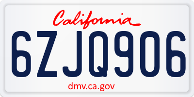 CA license plate 6ZJQ906