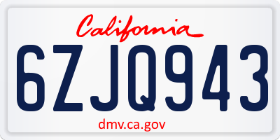 CA license plate 6ZJQ943