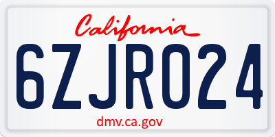 CA license plate 6ZJR024