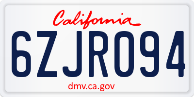 CA license plate 6ZJR094