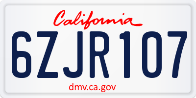 CA license plate 6ZJR107