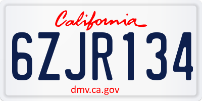 CA license plate 6ZJR134