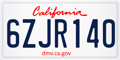 CA license plate 6ZJR140