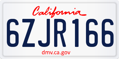 CA license plate 6ZJR166