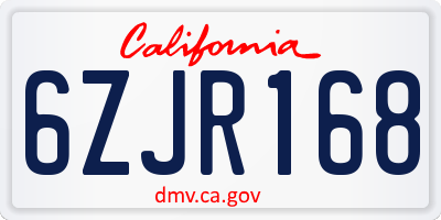 CA license plate 6ZJR168