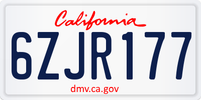 CA license plate 6ZJR177